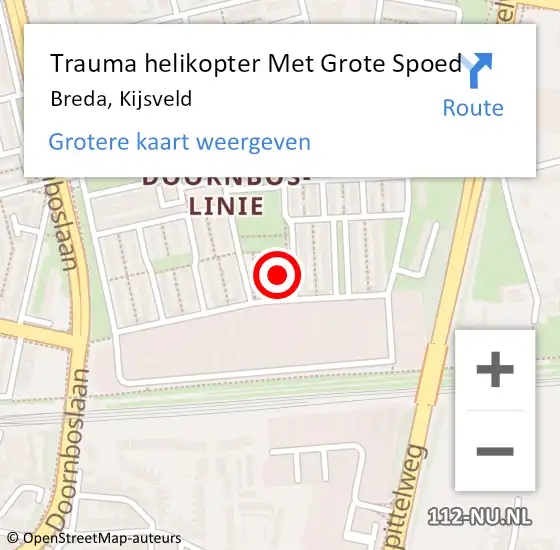 Locatie op kaart van de 112 melding: Trauma helikopter Met Grote Spoed Naar Breda, Kijsveld op 7 december 2021 14:12