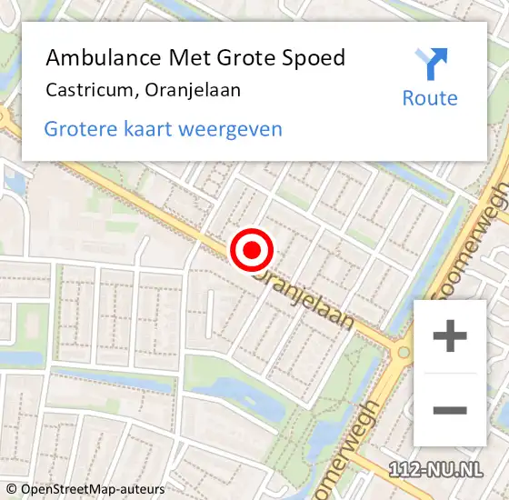 Locatie op kaart van de 112 melding: Ambulance Met Grote Spoed Naar Castricum, Oranjelaan op 7 december 2021 14:19