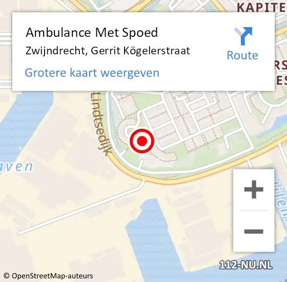 Locatie op kaart van de 112 melding: Ambulance Met Spoed Naar Zwijndrecht, Gerrit Kögelerstraat op 7 december 2021 14:21