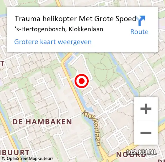 Locatie op kaart van de 112 melding: Trauma helikopter Met Grote Spoed Naar 's-Hertogenbosch, Klokkenlaan op 7 december 2021 14:27