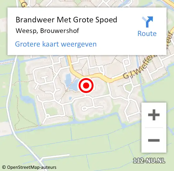Locatie op kaart van de 112 melding: Brandweer Met Grote Spoed Naar Weesp, Brouwershof op 7 december 2021 14:46