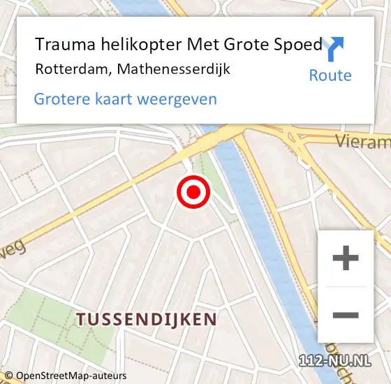 Locatie op kaart van de 112 melding: Trauma helikopter Met Grote Spoed Naar Rotterdam, Mathenesserdijk op 7 december 2021 14:46