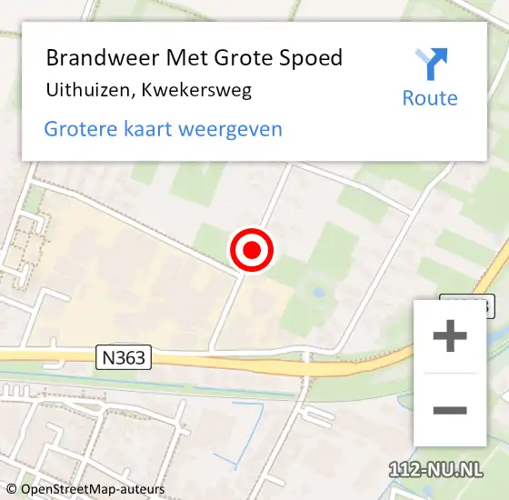 Locatie op kaart van de 112 melding: Brandweer Met Grote Spoed Naar Uithuizen, Kwekersweg op 7 december 2021 14:51