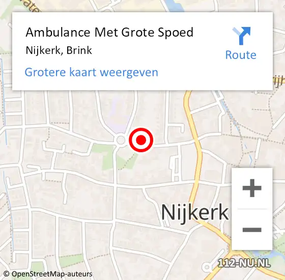 Locatie op kaart van de 112 melding: Ambulance Met Grote Spoed Naar Nijkerk, Brink op 7 december 2021 14:53