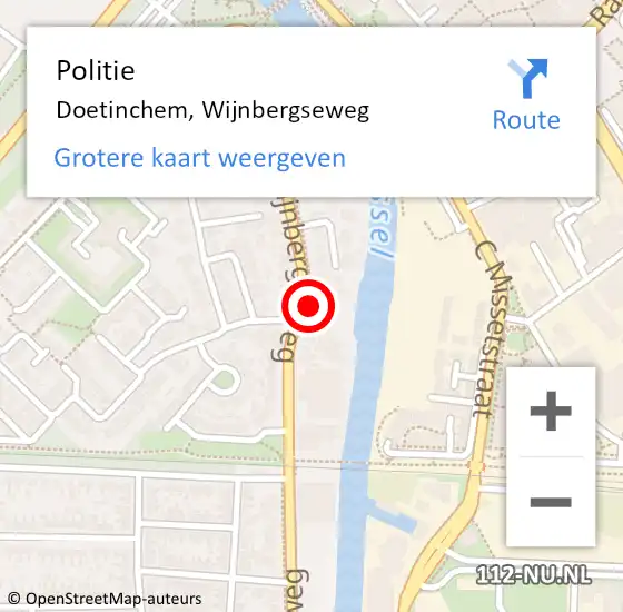 Locatie op kaart van de 112 melding: Politie Doetinchem, Wijnbergseweg op 7 december 2021 14:54