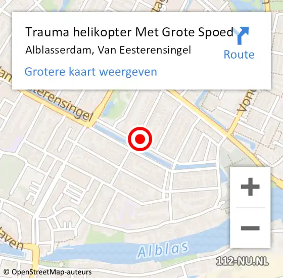 Locatie op kaart van de 112 melding: Trauma helikopter Met Grote Spoed Naar Alblasserdam, Van Eesterensingel op 7 december 2021 15:03