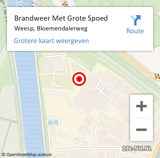 Locatie op kaart van de 112 melding: Brandweer Met Grote Spoed Naar Weesp, Bloemendalerweg op 7 december 2021 15:14