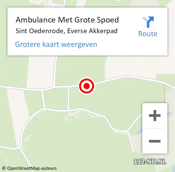 Locatie op kaart van de 112 melding: Ambulance Met Grote Spoed Naar Sint Oedenrode, Everse Akkerpad op 1 juli 2014 15:35