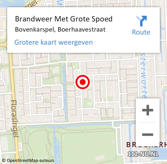 Locatie op kaart van de 112 melding: Brandweer Met Grote Spoed Naar Bovenkarspel, Boerhaavestraat op 7 december 2021 15:28