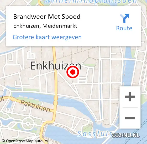 Locatie op kaart van de 112 melding: Brandweer Met Spoed Naar Enkhuizen, Meidenmarkt op 7 december 2021 15:36