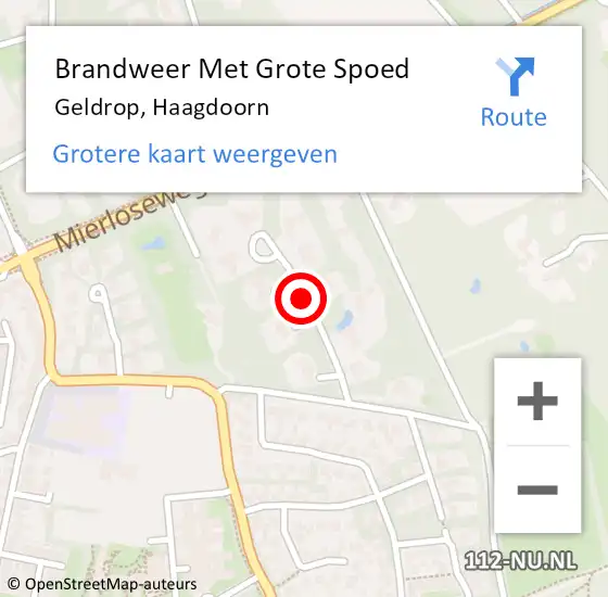 Locatie op kaart van de 112 melding: Brandweer Met Grote Spoed Naar Geldrop, Haagdoorn op 7 december 2021 16:06