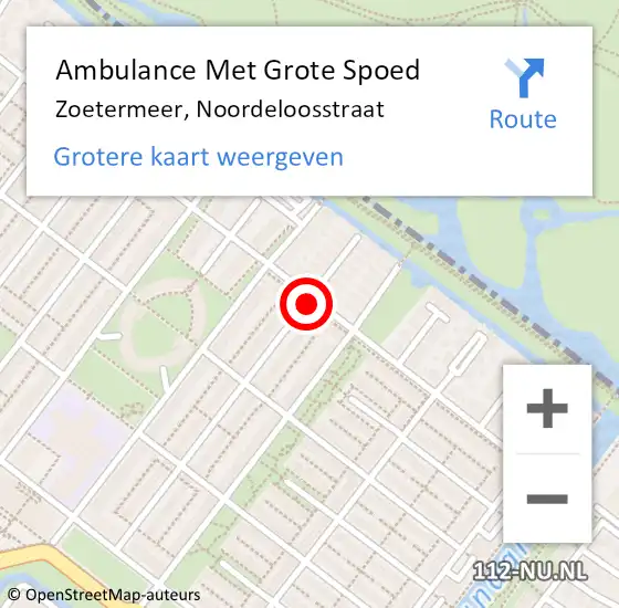 Locatie op kaart van de 112 melding: Ambulance Met Grote Spoed Naar Zoetermeer, Noordeloosstraat op 7 december 2021 16:14