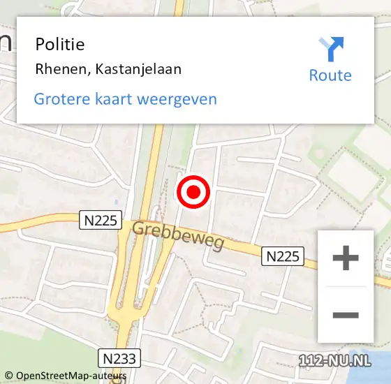 Locatie op kaart van de 112 melding: Politie Rhenen, Kastanjelaan op 7 december 2021 16:21