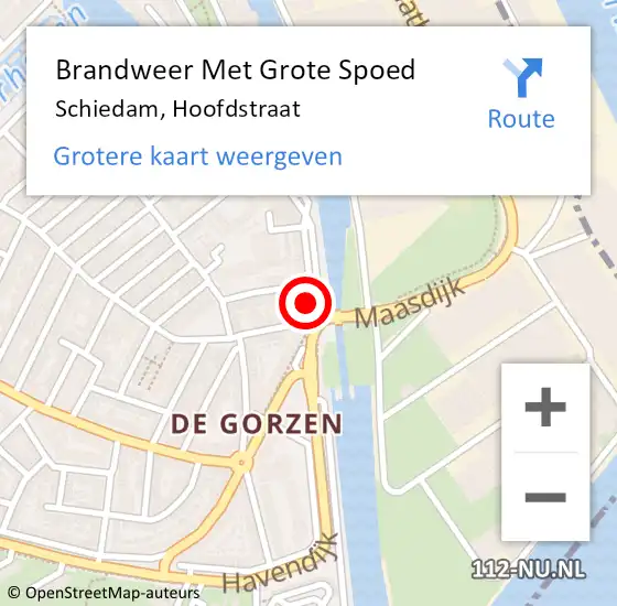 Locatie op kaart van de 112 melding: Brandweer Met Grote Spoed Naar Schiedam, Hoofdstraat op 7 december 2021 16:39
