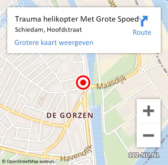 Locatie op kaart van de 112 melding: Trauma helikopter Met Grote Spoed Naar Schiedam, Hoofdstraat op 7 december 2021 16:47