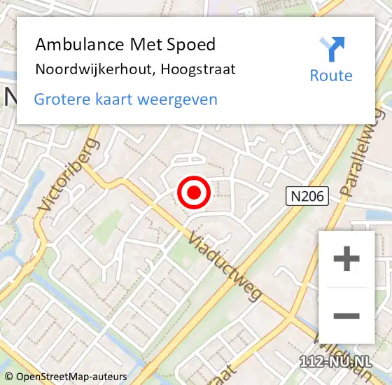 Locatie op kaart van de 112 melding: Ambulance Met Spoed Naar Noordwijkerhout, Hoogstraat op 7 december 2021 16:53