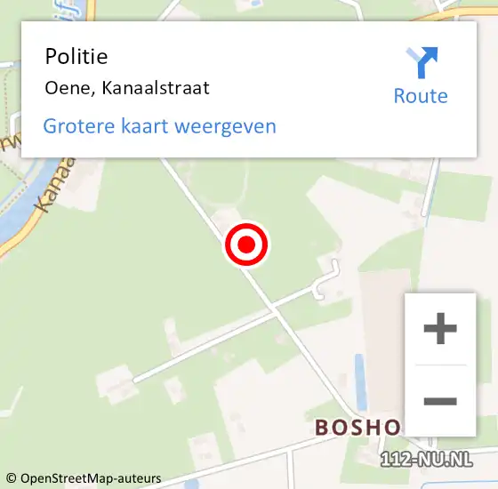 Locatie op kaart van de 112 melding: Politie Oene, Kanaalstraat op 7 december 2021 16:56