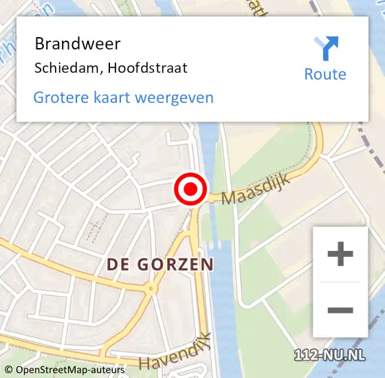 Locatie op kaart van de 112 melding: Brandweer Schiedam, Hoofdstraat op 7 december 2021 16:57