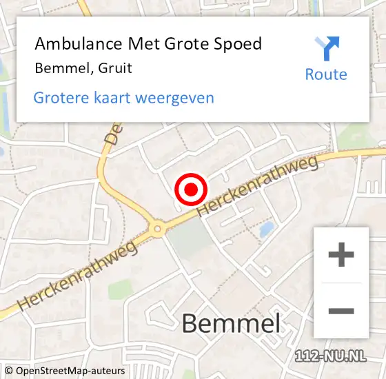 Locatie op kaart van de 112 melding: Ambulance Met Grote Spoed Naar Bemmel, Gruit op 7 december 2021 17:04