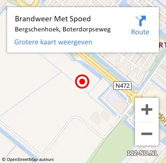 Locatie op kaart van de 112 melding: Brandweer Met Spoed Naar Bergschenhoek, Boterdorpseweg op 7 december 2021 17:30