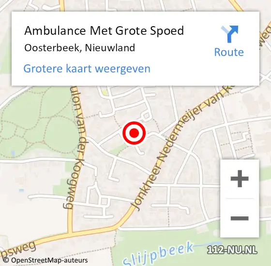 Locatie op kaart van de 112 melding: Ambulance Met Grote Spoed Naar Oosterbeek, Nieuwland op 7 december 2021 17:41