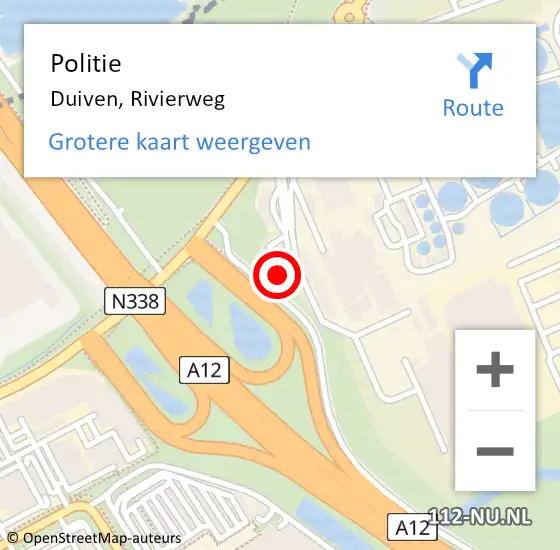 Locatie op kaart van de 112 melding: Politie Duiven, Rivierweg op 7 december 2021 17:48