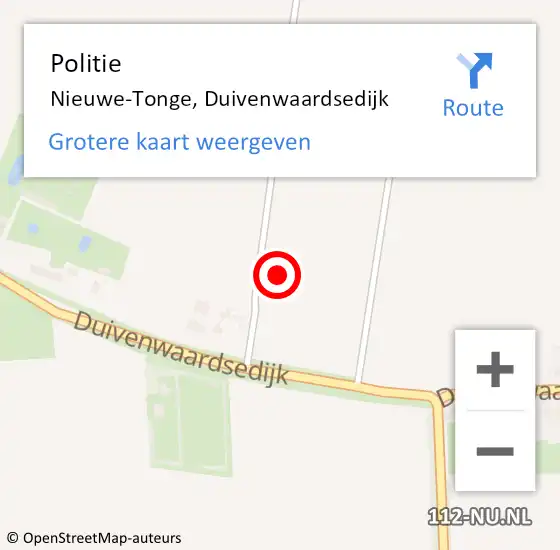 Locatie op kaart van de 112 melding: Politie Nieuwe-Tonge, Duivenwaardsedijk op 7 december 2021 17:51