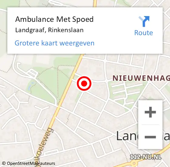 Locatie op kaart van de 112 melding: Ambulance Met Spoed Naar Landgraaf, Rinkenslaan op 1 juli 2014 15:51