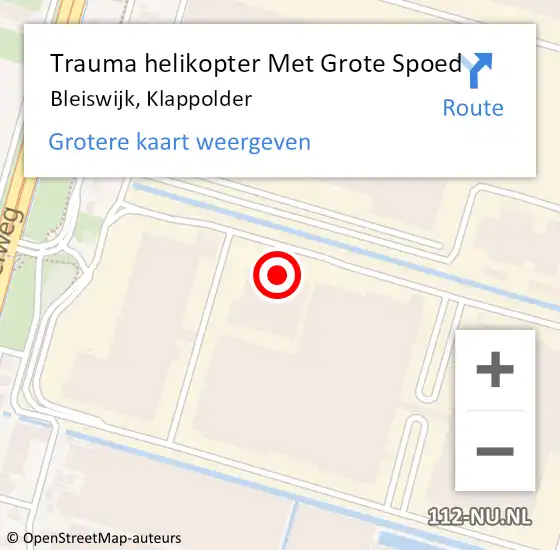 Locatie op kaart van de 112 melding: Trauma helikopter Met Grote Spoed Naar Bleiswijk, Klappolder op 7 december 2021 18:11