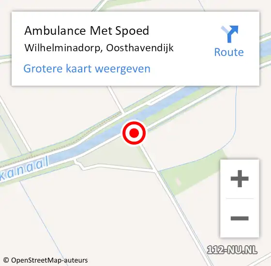 Locatie op kaart van de 112 melding: Ambulance Met Spoed Naar Wilhelminadorp, Oosthavendijk op 1 juli 2014 15:51