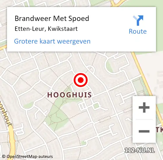 Locatie op kaart van de 112 melding: Brandweer Met Spoed Naar Etten-Leur, Kwikstaart op 7 december 2021 18:18