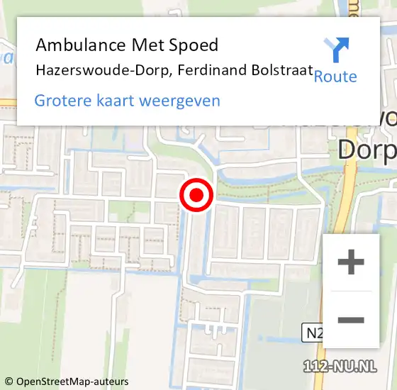 Locatie op kaart van de 112 melding: Ambulance Met Spoed Naar Hazerswoude-Dorp, Ferdinand Bolstraat op 7 december 2021 18:28