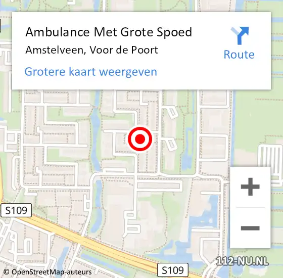 Locatie op kaart van de 112 melding: Ambulance Met Grote Spoed Naar Amstelveen, Voor de Poort op 7 december 2021 18:29