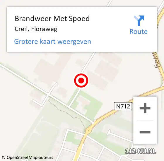 Locatie op kaart van de 112 melding: Brandweer Met Spoed Naar Creil, Floraweg op 7 december 2021 18:47