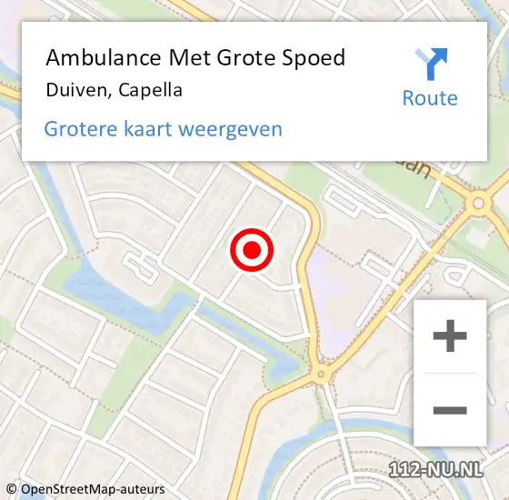 Locatie op kaart van de 112 melding: Ambulance Met Grote Spoed Naar Duiven, Capella op 7 december 2021 18:59