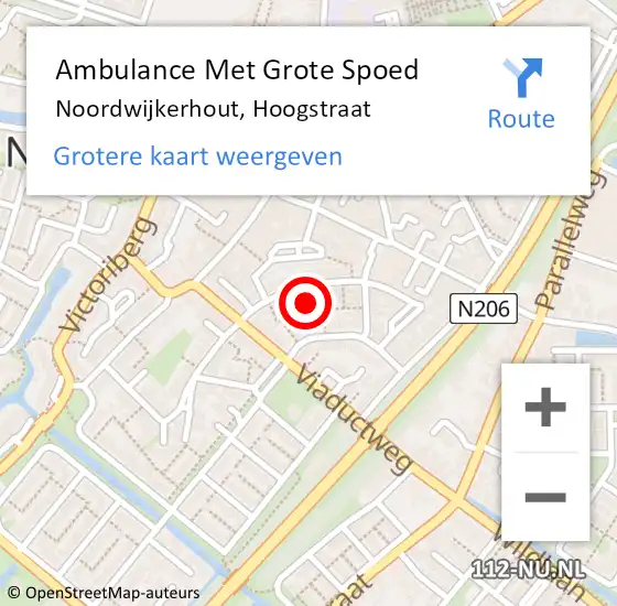 Locatie op kaart van de 112 melding: Ambulance Met Grote Spoed Naar Noordwijkerhout, Hoogstraat op 7 december 2021 19:05