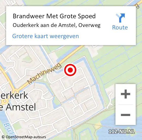 Locatie op kaart van de 112 melding: Brandweer Met Grote Spoed Naar Ouderkerk aan de Amstel, Overweg op 7 december 2021 19:14