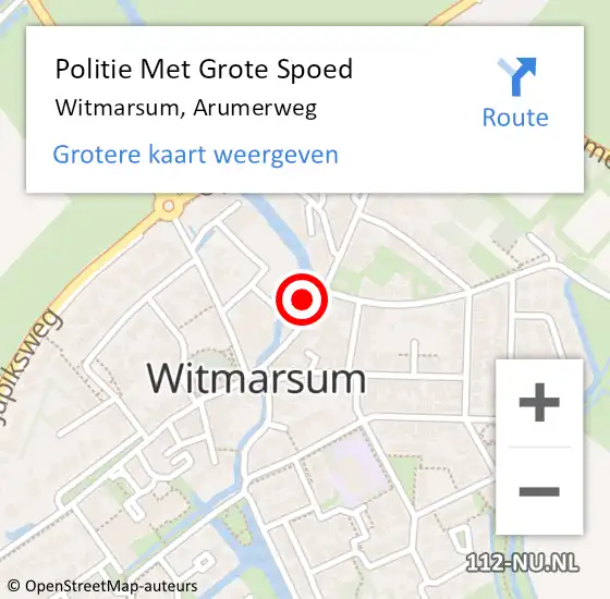 Locatie op kaart van de 112 melding: Politie Met Grote Spoed Naar Witmarsum, Arumerweg op 7 december 2021 19:19