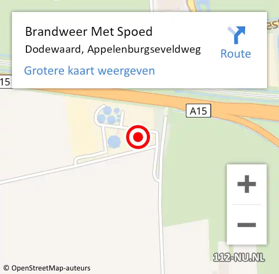 Locatie op kaart van de 112 melding: Brandweer Met Spoed Naar Dodewaard, Appelenburgseveldweg op 7 december 2021 19:23