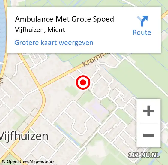 Locatie op kaart van de 112 melding: Ambulance Met Grote Spoed Naar Vijfhuizen, Mient op 7 december 2021 19:25