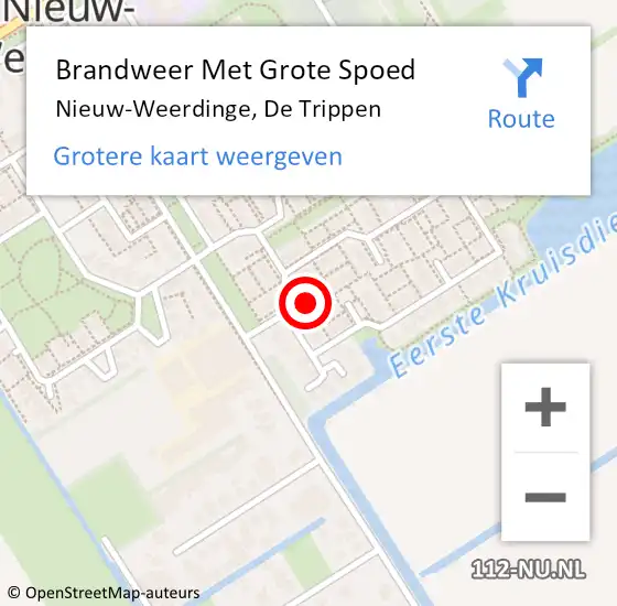 Locatie op kaart van de 112 melding: Brandweer Met Grote Spoed Naar Nieuw-Weerdinge, De Trippen op 7 december 2021 19:28