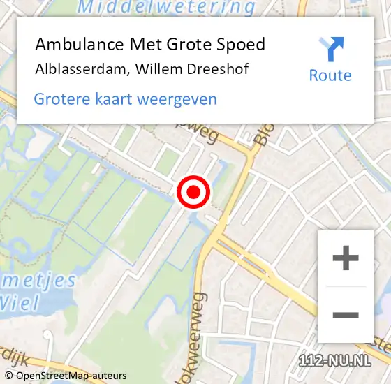 Locatie op kaart van de 112 melding: Ambulance Met Grote Spoed Naar Alblasserdam, Willem Dreeshof op 7 december 2021 19:43