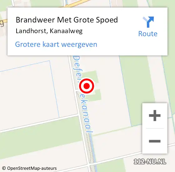 Locatie op kaart van de 112 melding: Brandweer Met Grote Spoed Naar Landhorst, Kanaalweg op 7 december 2021 19:44