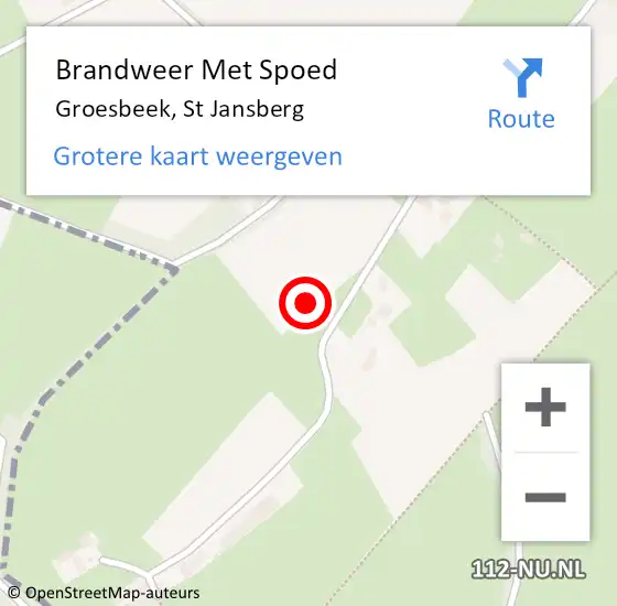 Locatie op kaart van de 112 melding: Brandweer Met Spoed Naar Groesbeek, St Jansberg op 7 december 2021 19:56