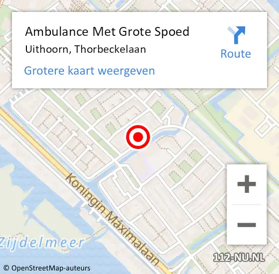 Locatie op kaart van de 112 melding: Ambulance Met Grote Spoed Naar Uithoorn, Thorbeckelaan op 7 december 2021 20:15