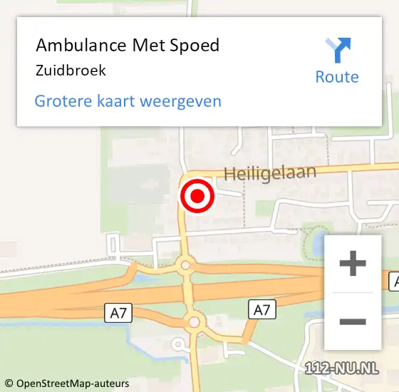 Locatie op kaart van de 112 melding: Ambulance Met Spoed Naar Zuidbroek op 7 december 2021 20:33