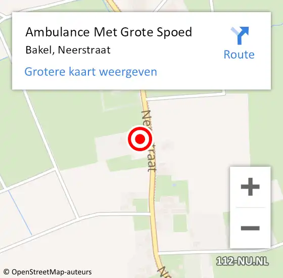 Locatie op kaart van de 112 melding: Ambulance Met Grote Spoed Naar Bakel, Neerstraat op 7 december 2021 20:48