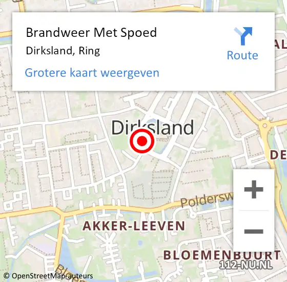 Locatie op kaart van de 112 melding: Brandweer Met Spoed Naar Dirksland, Ring op 7 december 2021 21:02