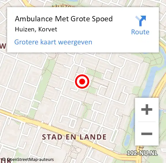 Locatie op kaart van de 112 melding: Ambulance Met Grote Spoed Naar Huizen, Korvet op 1 juli 2014 16:02