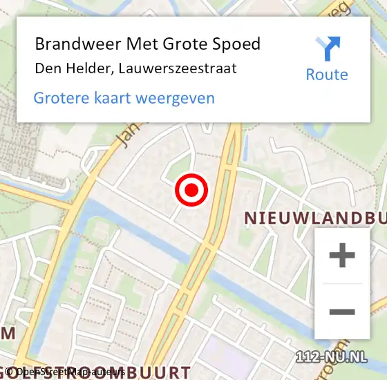 Locatie op kaart van de 112 melding: Brandweer Met Grote Spoed Naar Den Helder, Lauwerszeestraat op 7 december 2021 22:11